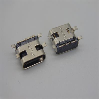 HJC-TC-010 USB -TYPE-C四脚全贴16P母座黑胶L=7.35